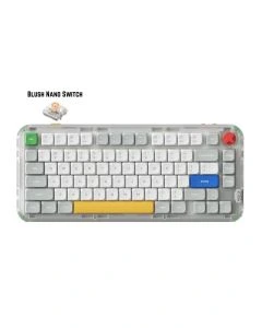 NuPhy Kick75 Hybrid Low-Profile IO 80-Key Hot-Swappable RGB Wireless Mechanical Keyboard (Blush Nano Switch) - Gray