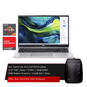 Acer Aspire Lite AL15-41P-R51N Laptop 15.6″ FHD | Ryzen 7 5700U | 16GB DDR4 | AMD Radeon Graphics | 512GB SSD | Silver