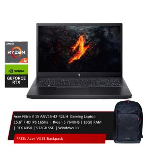 Acer Nitro V 15 ANV15-42-R2UH Gaming Laptop 15.6” FHD IPS 165Hz | Ryzen 5 7640HS | 16GB RAM | RTX 4050 | 512GB SSD | Windows 11