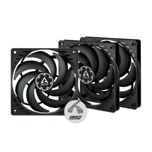 Arctic P12 Slim PWM PST 120 mm Low-Profile Fan with Cable Splitter - Black (3 Packs)