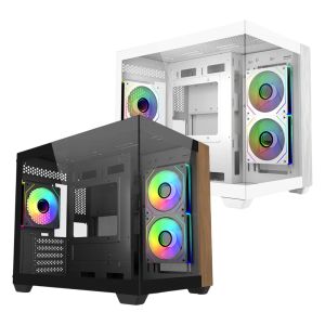 Cooler Master Elite 481 Wood Tempered Glass Wood Front Panel Micro ATX PC Case 