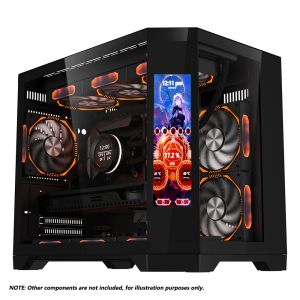 Coolman Spectra M-ATX/ITX PC Case with Customizable LCD Screen Display - Black