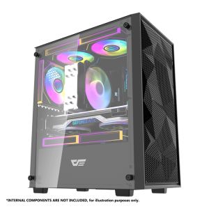 DarkFlash M305 Mesh Tempered Glass Panel Luxury M-ATX PC Case - Black