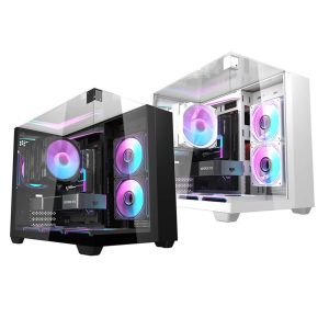 darkFlash TH285M Luxury M-ATX Triple-sided Tempered Glass PC Case