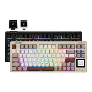 Epomaker RT80 75% Gasket Hotswappable Tri-Mode Wireless Mechanical Keyboard with Dual Screen - Wisteria Linear Switch