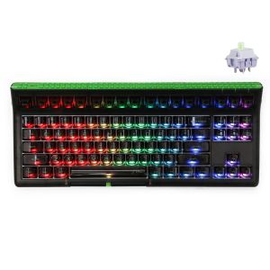 Epomaker Brick 87 TKL Hot-Swappable Tri-Mode RGB Mechanical Gaming Keyboard with Stackable Block Bar Clear Black (Wisteria Linear)