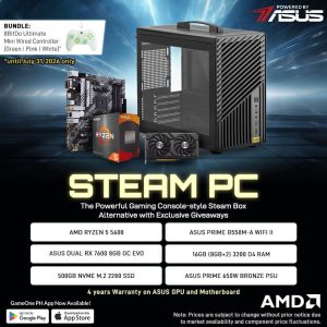 Steam PC Gaming Desktop AMD Ryzen 5 5600 | ASUS Dual Radeon RX 7600 8GB OC | 16GB DDR4 | 500GB NVMe SSD | ASUS Prime B550M-A WiFi II