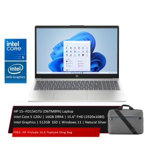 HP 15-FD1541TU (D6TM8PA) Laptop Intel Core 5 120U | 16GB DRR4 | 15.6” FHD (1920x1080) Intel Graphics | 512GB  SSD | Windows 11 | Natural Silver