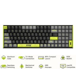 iQUNIX F97 Typing Lab Tri-Mode Wireless RGB Hot-swappable Aluminum Case Mechanical Keyboard - Cherry MX / TTC Switch