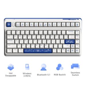 iQUNIX L80 Cosmic Traveller Tri-Mode Wireless RGB Hot-Swappable Mechanical Keyboard with N-Key Rollover - Cherry MX Switch