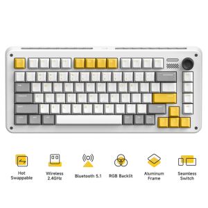 iQUNIX ZX75 Gravity Wave Tri-Mode Wireless RGB Hot-Swappable Mechanical Keyboard with Multimedia Knob - Cherry MX / TTC Switch