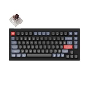 Keychron V1 QMK 84 Keys Fully Assembled Custom Mechanical Keyboard - Carbon Black - V1B3 - Brown