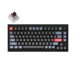 Keychron V1 QMK 84 Keys Fully Assembled Knob Custom Mechanical Keyboard - Carbon Black - V1D3 - Brown