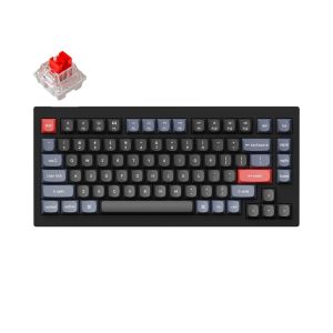 Keychron V1 QMK 84 Keys Fully Assembled Custom Mechanical Keyboard - Carbon Black - V1B1 - Red