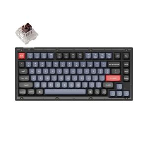 Keychron V1 QMK 84 Keys Fully Assembled Custom Mechanical Keyboard - Frosted Black - V1A3 - Brown