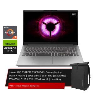 Lenovo LOQ 15ARP10 83S000BYPH Gaming Laptop Ryzen 7 7735HS | 16GB DRR5 | 15.6” FHD (1920x1080) RTX 4050 | 512GB  SSD | Windows 11 | Luna Grey