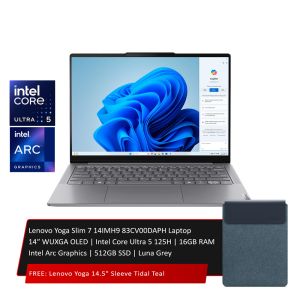 Lenovo Yoga Slim 7 14IMH9 83CV00DAPH Laptop 14″ WUXGA OLED | Intel Core Ultra 5 125H | 16GB RAM | Intel Arc Graphics | 512GB SSD | Luna Grey