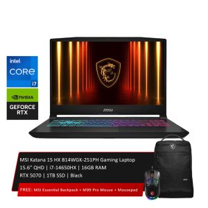 MSI Katana 15 HX B14WGK-251PH Gaming Laptop |15.6” QHD | i7-14650HX | 16GB RAM | RTX 5070 | 1TB SSD | Black