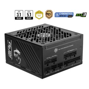 MSI MPG A1250GS 1250W PCIE 5.1 ATX 3.1 80 Plus Gold Full Modular Gaming Power Supply - 1250 Watts