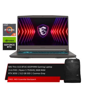 MSI Thin A15 B7UC-655PHNN Gaming Laptop 15.6 FHD | Ryzen 5 7535HS| 8GB RAM | RTX 3050 | 512 GB SSD 