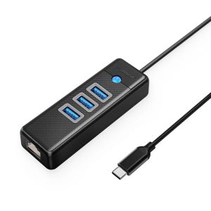 Orico 4-Port USB 3.0 HUB with Built-In Gigabit Ethernet Port (PW3UR-C3-015-BK-EP)