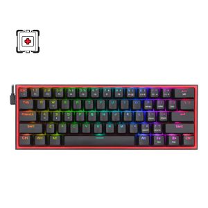 Redragon Fizz K617 RGB 60% Wired Gaming Keyboard [Black Red] Red 