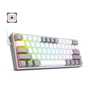 Redragon Fizz K617 RGB 60% Wired Gaming Keyboard [White Gray] Red 