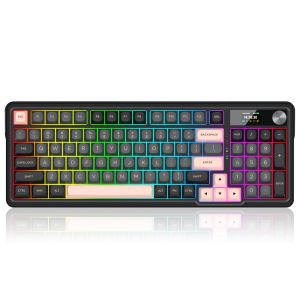 Redragon K719GBP Galatin Pro RGB with LCD Screen Gasket Mounted Mechanical Keyboard (Grey/Black/Pink) (Manbo L Linear Switch)