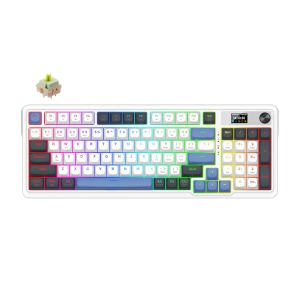 Redragon Galatin Pro K719 RGB Tri-Mode with LCD Screen & Knob Gasket Mechanical Keyboard (Linear Mint Mambo Switch)