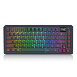 Redragon K708-RGB Flekact Pro Tri-Mode Gasket Mounted Mechanical Keyboard with Customizable Smart LCD Screen - Black