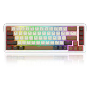 Redragon K709ECS RGB Nova Pro Tri-Mode 60% Hot-Swappable Wireless Mechanical Keyboard (Yolk RPC Linear Switch) White Coffee Black