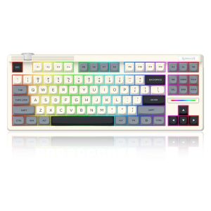 Redragon K729GBW Otiim Pro Tri-Mode 87 Keys TKL RGB Wireless Mechanical Keyboard - Grey Black White