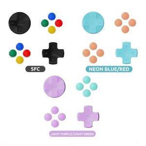 Skull & Co. D-Pad Button Cap Set for Nintendo Switch 2 Joy-Con (SFC, Neon Blue/Red, Light Purple/Light Green)