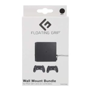 Floating Grip Wall Mount for PlayStation Slim with 2 Controllers [Black]