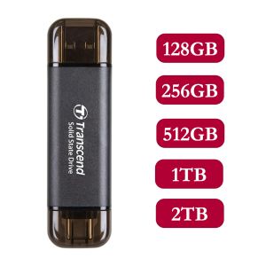 Transcend ESD310C Dual USB 10Gbps Portable SSD Solid State Drive - Black