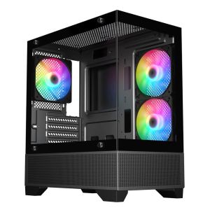 Trendsonic Eris Tempered Glass Front & Side Panel Micro ATX Gaming PC Case