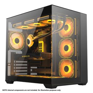 Trendsonic Kratos KT30A Tempered Glass Front & Side panel Dual Chamber ATX Gaming PC Case