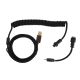Custom Braided Cord USB Type-C Coiled Cable with Gx16 Aviation Connector for Keyboard [Classic Black] 2M