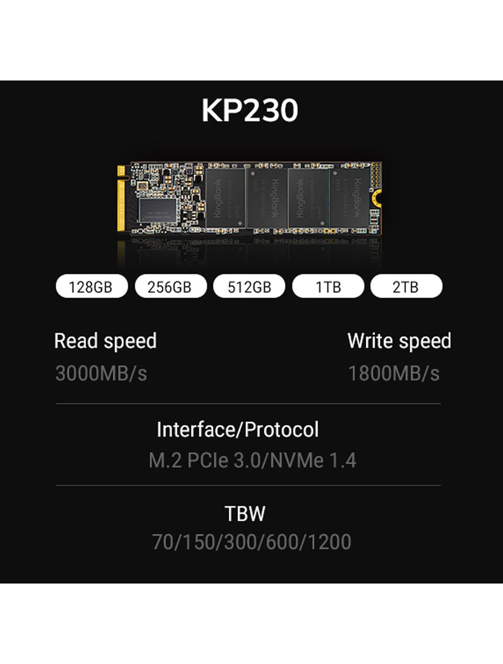 Game One - Kingbank KP230 256GB M.2 PCIe Gen3.0/NVME 1.4 Internal