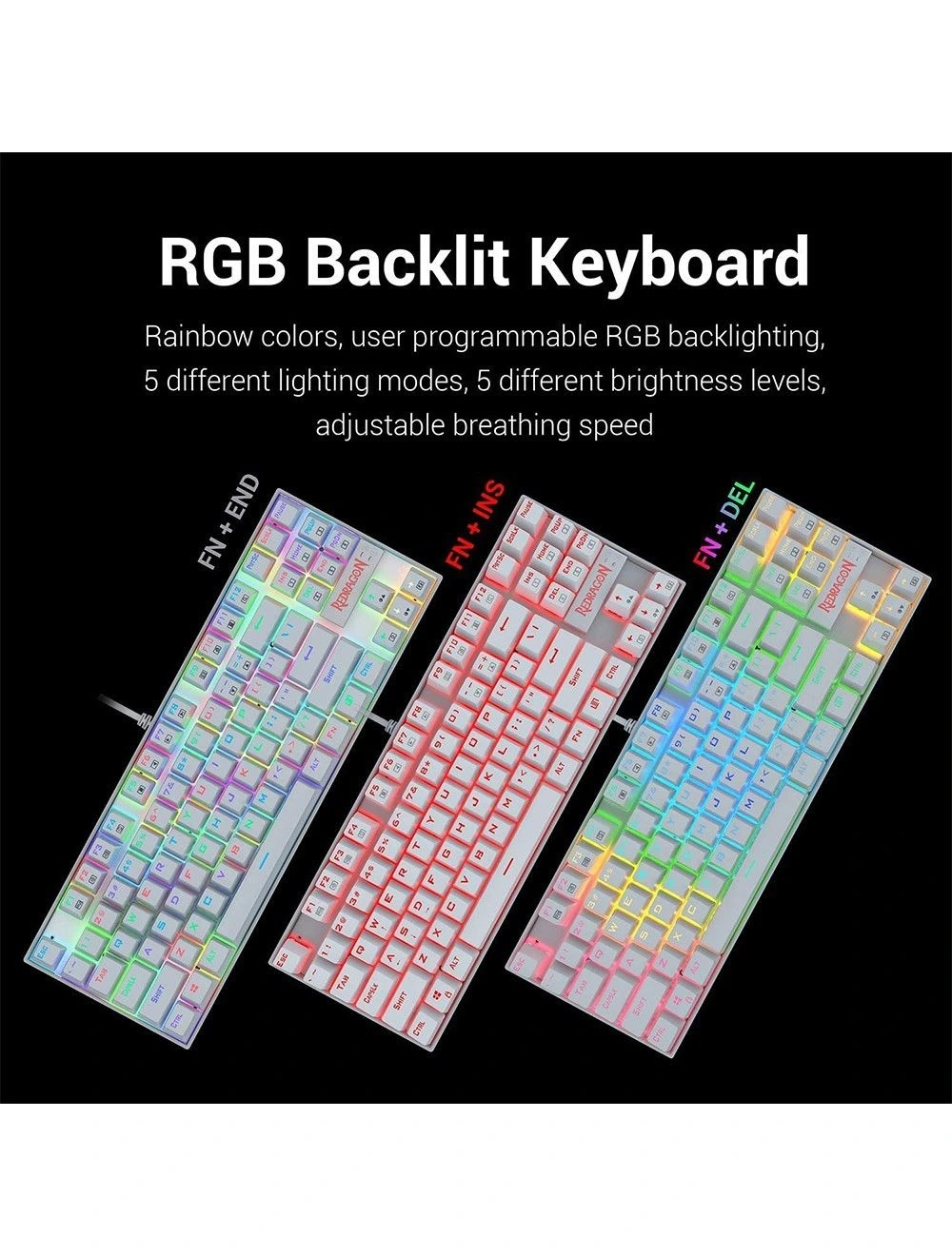 Redragon Kumara K552W RGB Gaming Keyboard [White]
