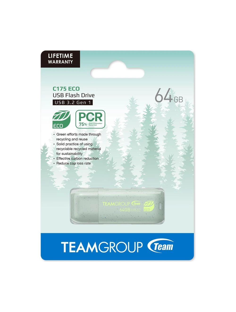TEAM C175 ECO 3.2 FLASH DRIVE 64GB GREEN